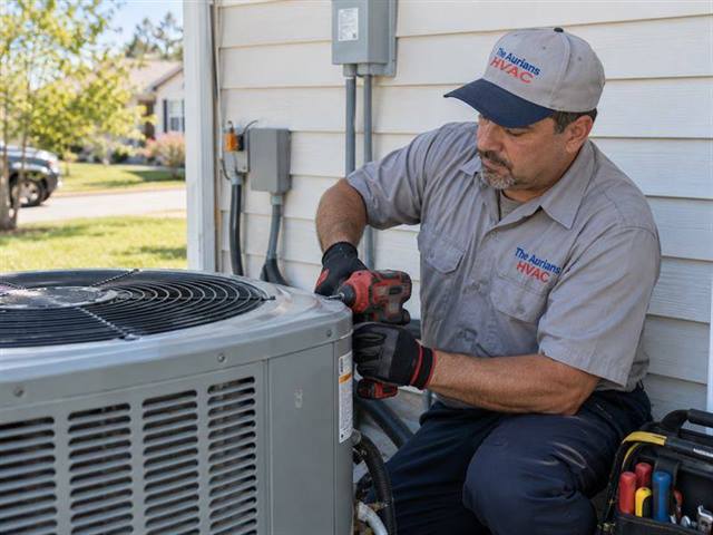 Central AC installation on concrete pad