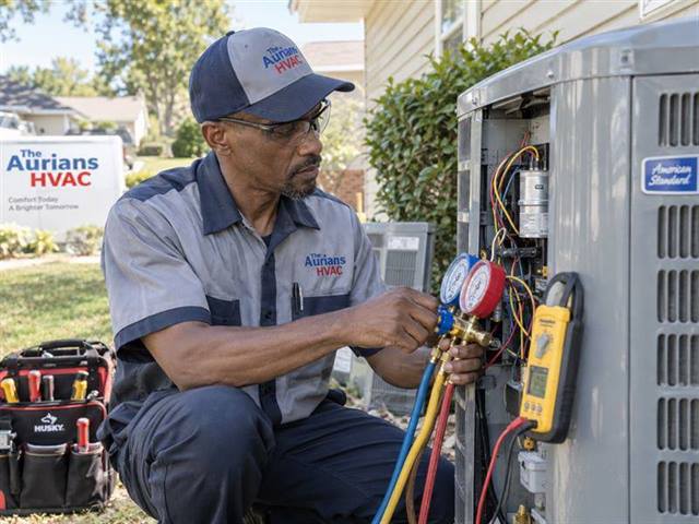 Residential AC repair technician